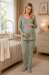 Mecit 6402 Elegant Yeşil Dantel Pelerinli Lohusa Pijama Takımı